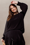 Black Boat Neck Top