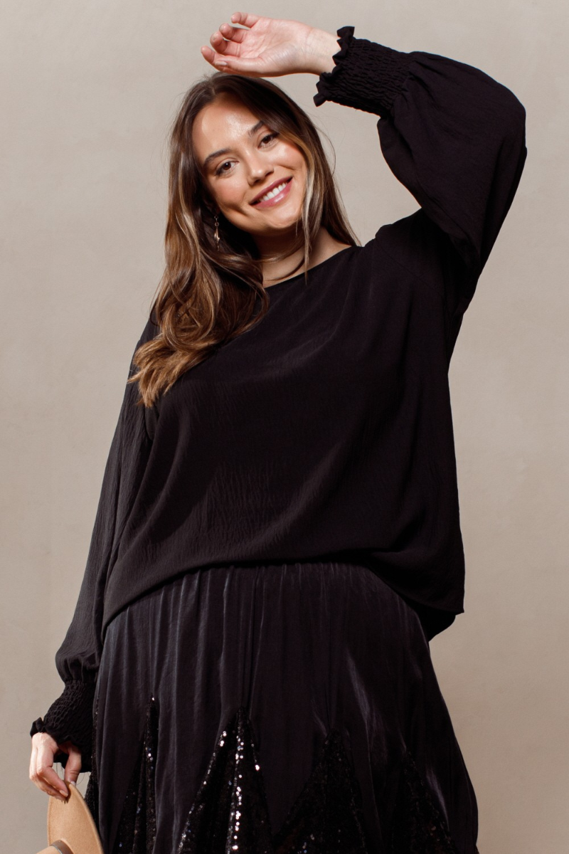 Black Boat Neck Top