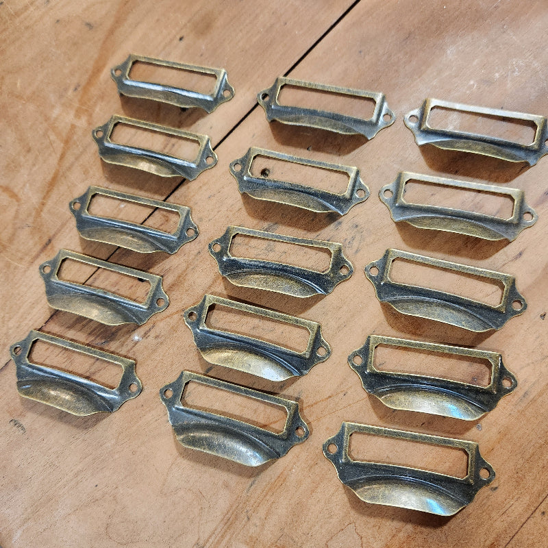 Bronze Label Holder Drawer Pull Set