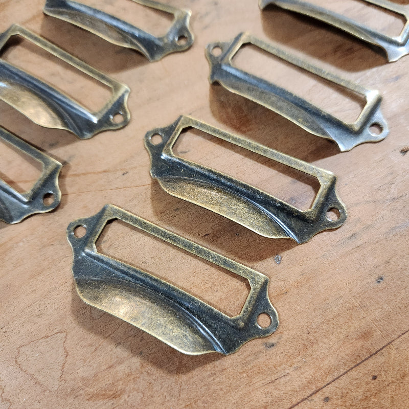 Bronze Label Holder Drawer Pull Set