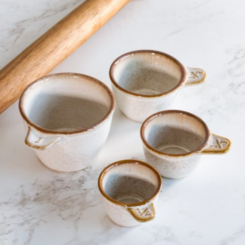 Brown Ceramic Measuring Cup Set