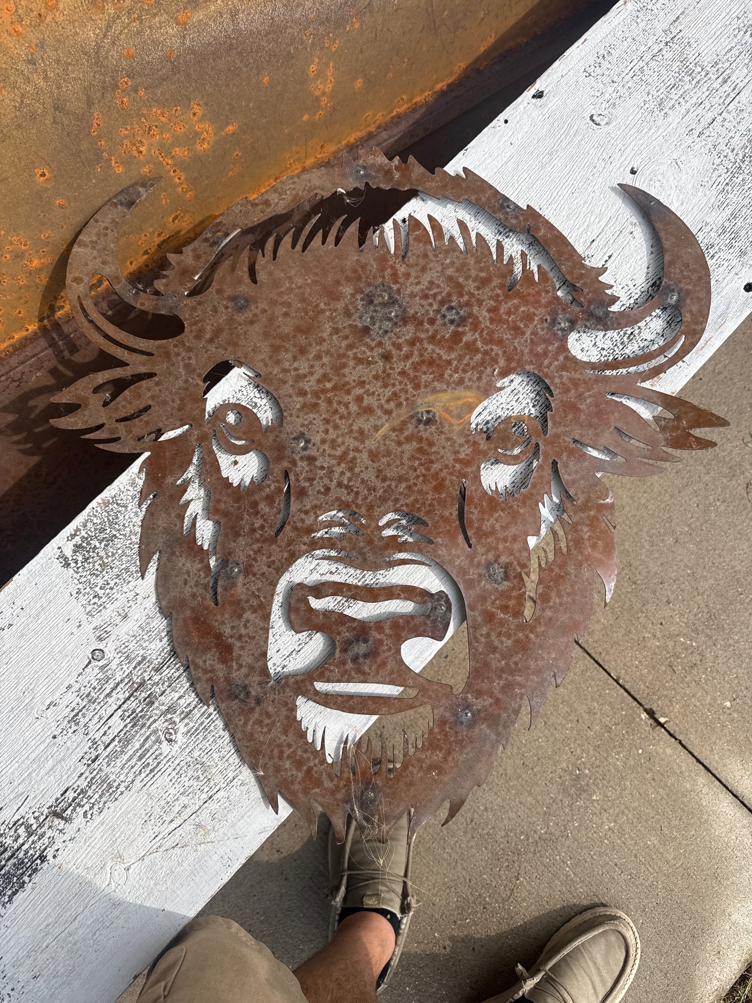 Bison metal wall hanging