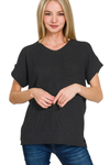 Center Seam Short Sleeve Sweater
