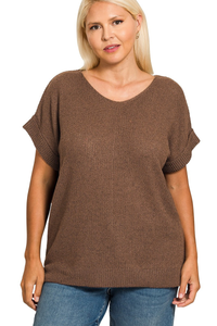 Center Seam Short Sleeve Sweater