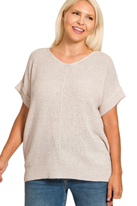 Center Seam Short Sleeve Sweater