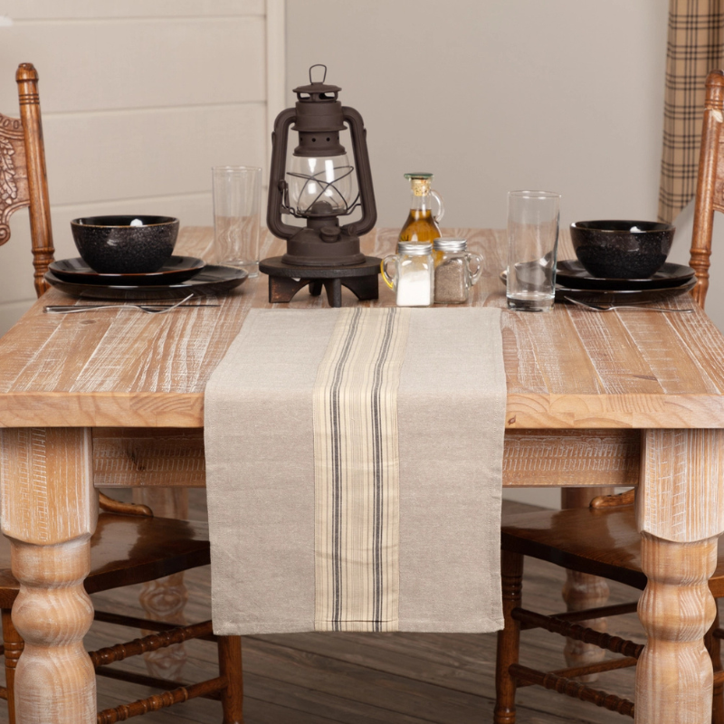 Charcoal Stripe Table Runner