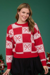Checkered Bow Knit Sweater
