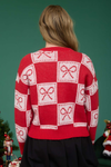 Checkered Bow Knit Sweater