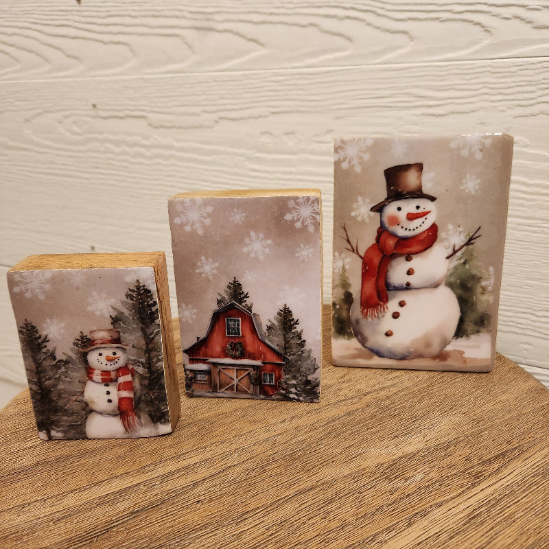 Country Christmas Enamel Block