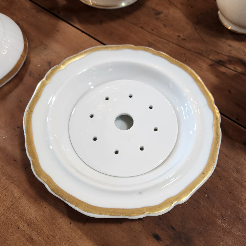 Vintage Gold Trim & White China