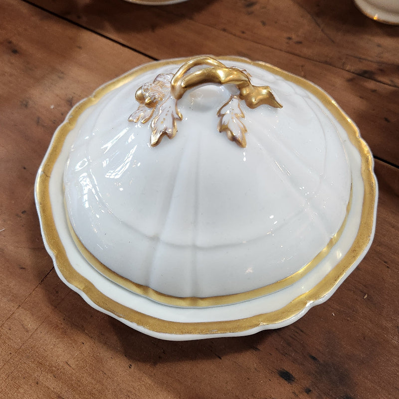 Vintage Gold Trim & White China