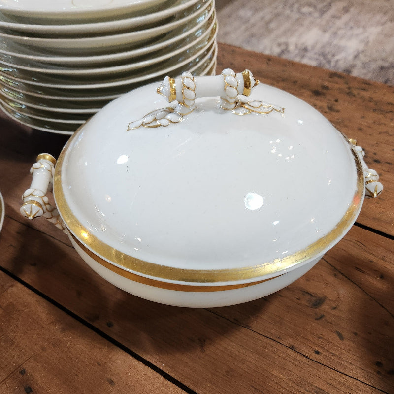 Vintage Gold Trim & White China