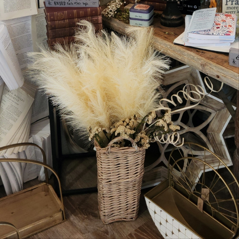 Cream Feather Grass in basket display