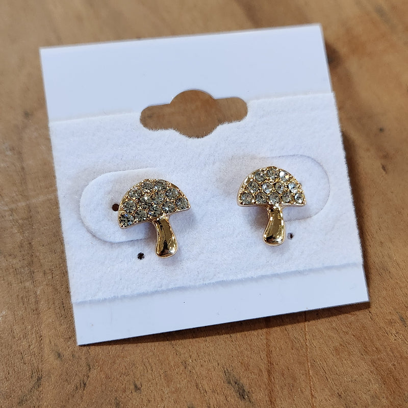 Crystal Mushroom Stud Earrings