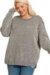 Curved Hem Two Tone Sweater