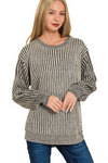 Curved Hem Two Tone Sweater