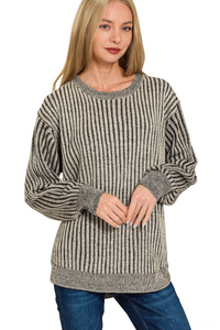 Curved Hem Two Tone Sweater