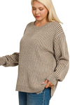 Curved Hem Two Tone Sweater