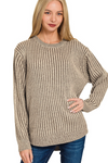 Curved Hem Two Tone Sweater