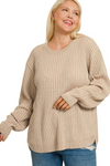 Curved Hem Two Tone Sweater