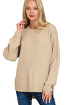 Curved Hem Two Tone Sweater