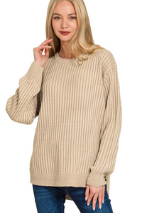 Curved Hem Two Tone Sweater