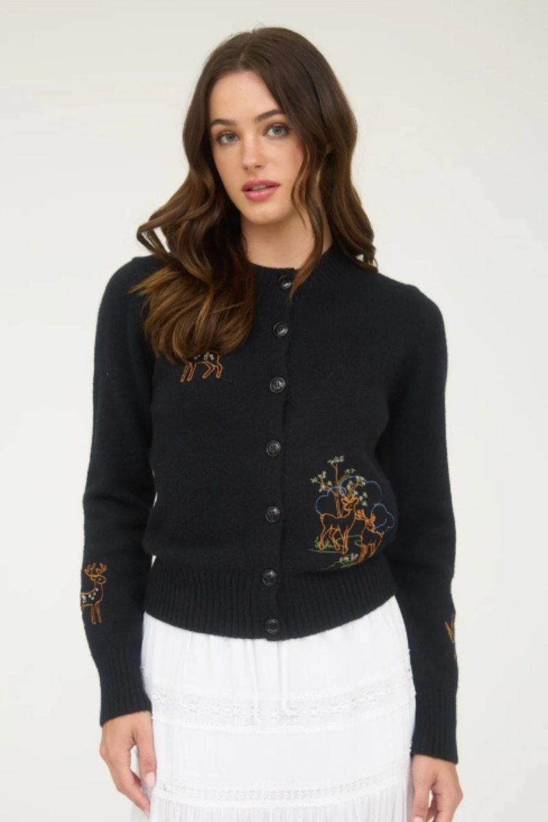 Deer Embroidered Cardigan