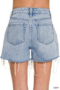 Distressed Hem Denim Shorts