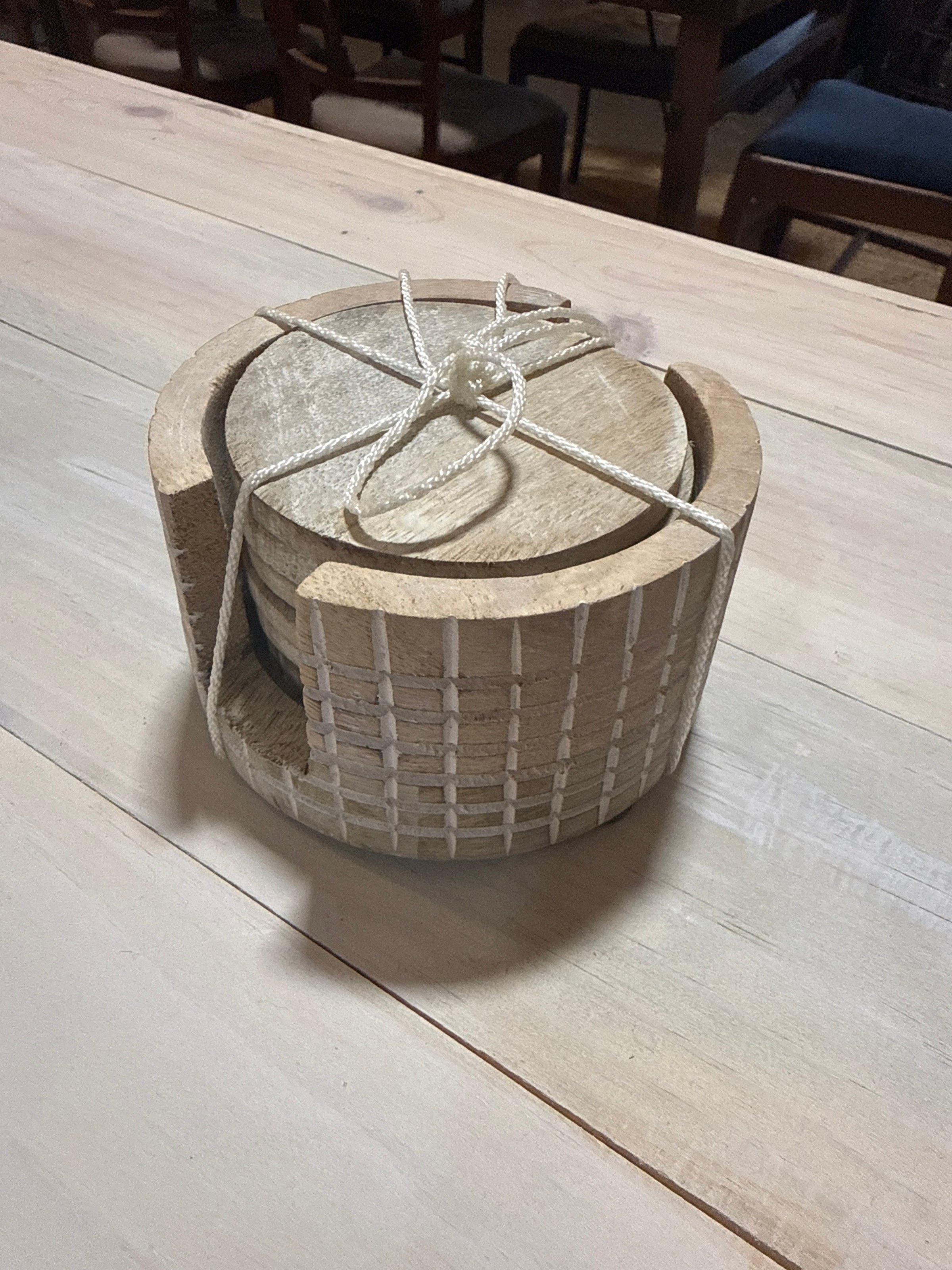 Check Pattern Wood Coaster Set