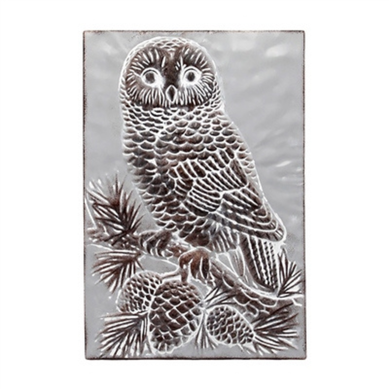 Embossed Metal Owl Plaque