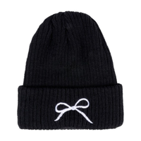 Embroidered Bow Beanie