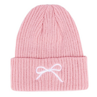 Embroidered Bow Beanie