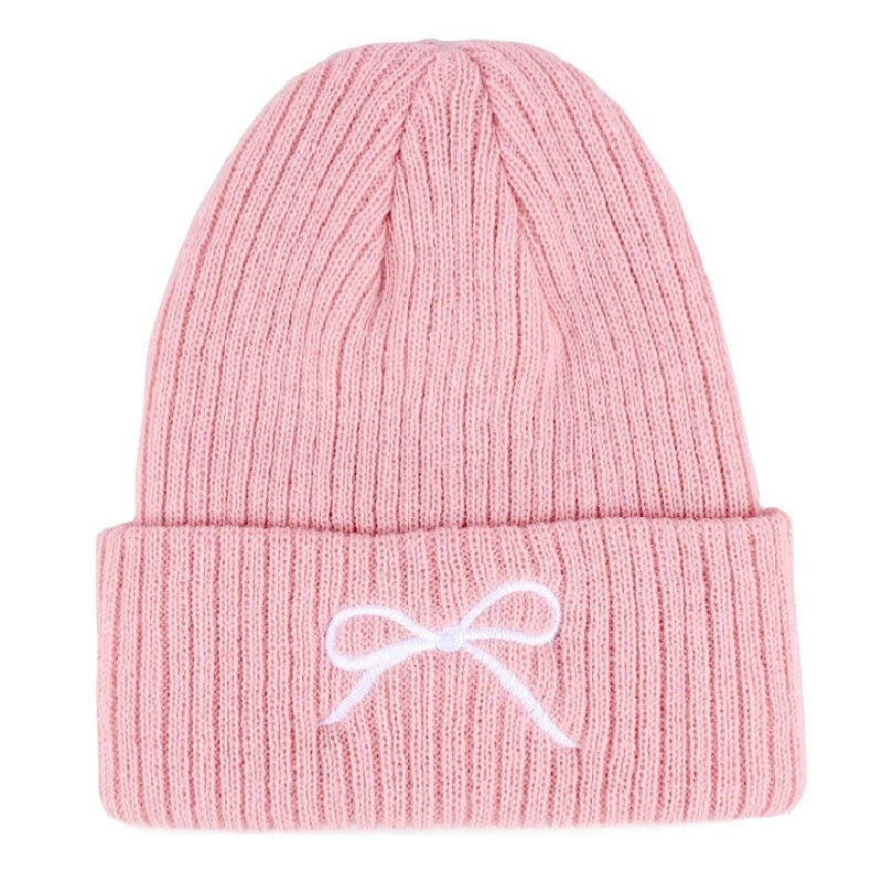 Embroidered Bow Beanie