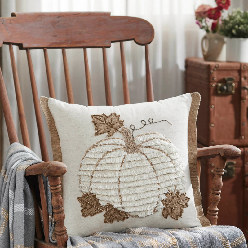Embroidered Pumpkin Pillow