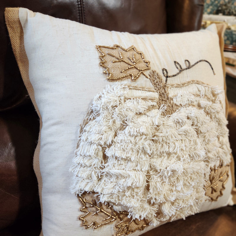 Embroidered Pumpkin Pillow