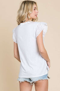 Eyelet Lace Sleeve Top