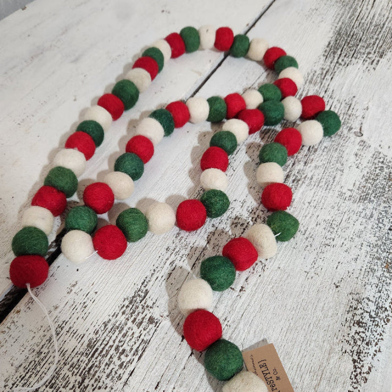 Felt Red & Green Pom Garland