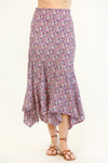 Floral Asymmetric Midi Skirt