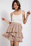 Floral Tiered Mini Skirt