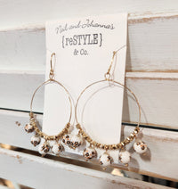Floral Beaded Hoop Earrings