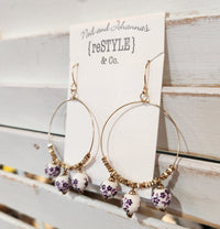 Floral Beaded Hoop Earrings