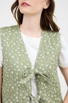 Floral Front Tie Quilted Vest