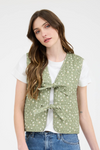 Floral Front Tie Quilted Vest
