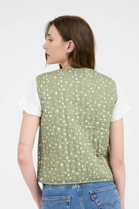 Floral Front Tie Quilted Vest