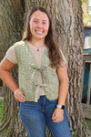 Floral Front Tie Quilted Vest