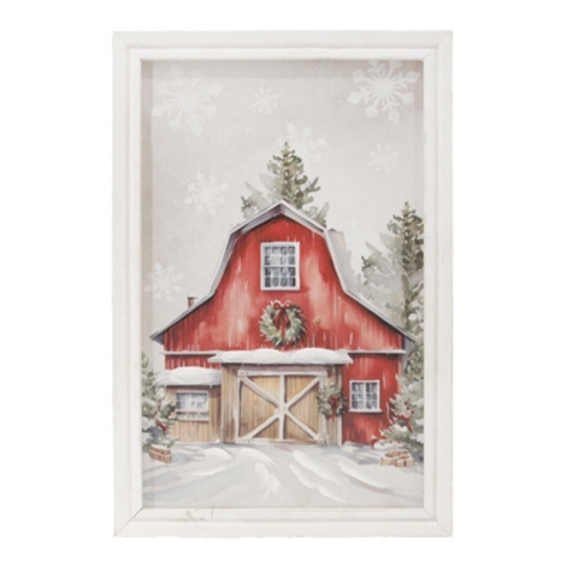 Framed Winter Barn Sign