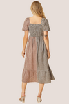 Two-Tone Gingham Maxi Dress