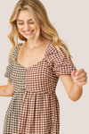 Two-Tone Gingham Maxi Dress