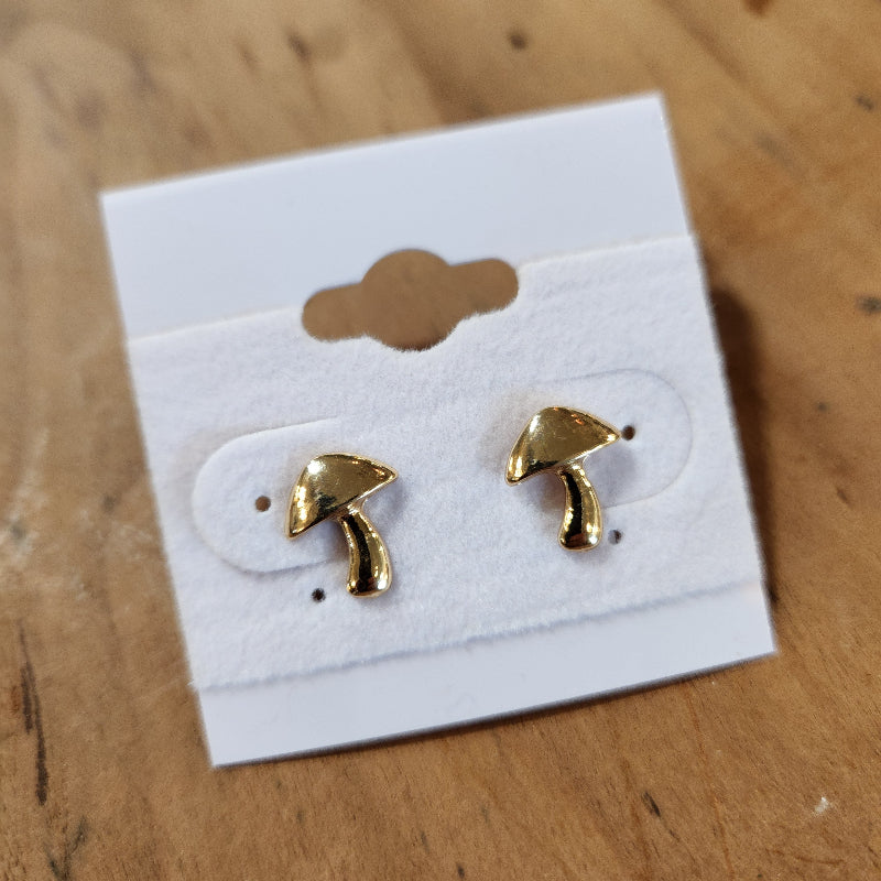 Gold Mushroom Stud Earring