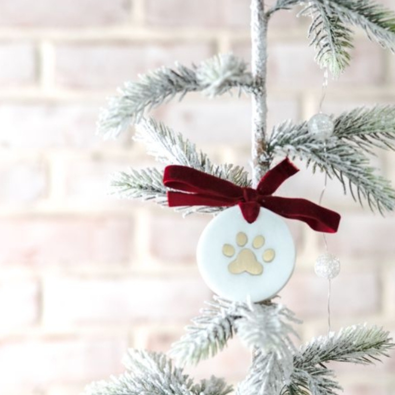 Gold Paw Marble Ornament